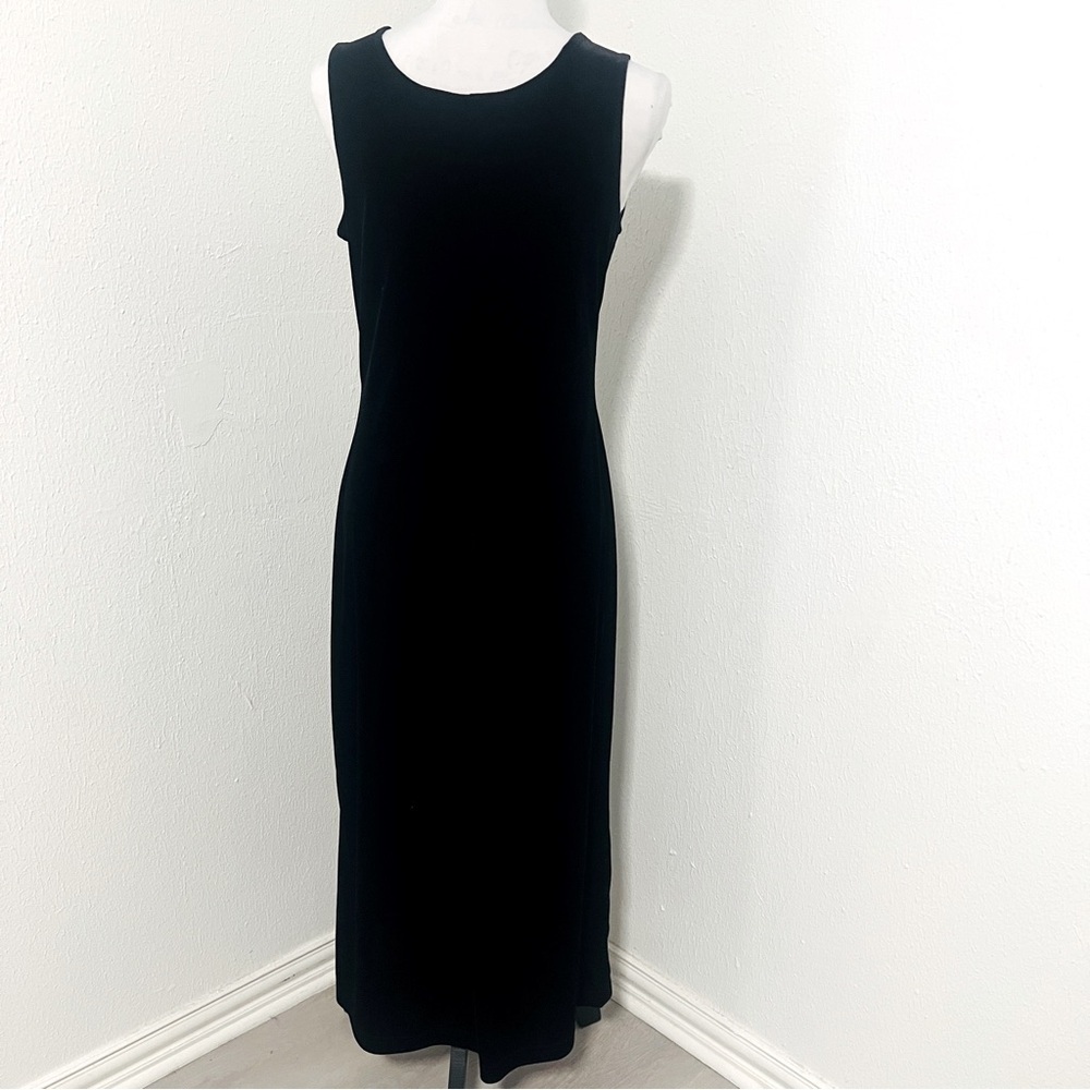 Coldwater Creek Vintage Women Whimsigoth 10P Black Velvet Sleeveless Maxi Dress - Picture 5 of 8